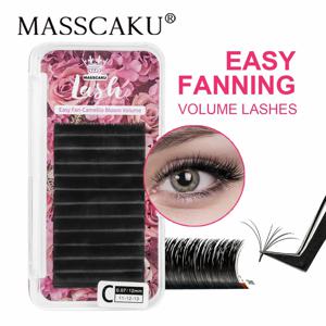 MASSCAKU Easy Fanning Bloom 속눈썹 Austomatic Flowering Volume Faux Mink 개별 속눈썹 두꺼운 자연 속눈썹 연장