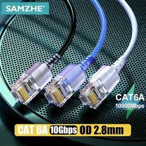 SAMZHE Cat6A 이더넷 케이블 10Gbps Cat6 LAN UTP RJ45 슬림 네트워크 패치 케이블 PC 인터넷 모뎀 라우터용 Cat 6 케이블 이더넷