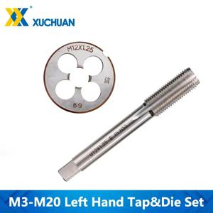 2pcs 왼쪽 탭 턴 탭 및 다이 세트 HSS 기계 플러그 탭 다이 미터법 탭 나사 스레드 탭 드릴 M3/M6/M8/M10/M12/M14/M16/M18/M20