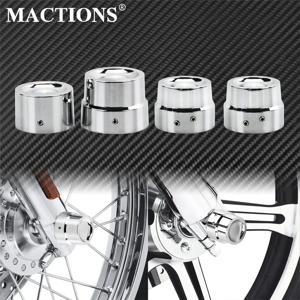2pcs/4pcs 오토바이 전방 후방 액슬 커버 캡 너트 크롬 할리 Sportster XL Dyna Fat Bob CVO Touring Street Road Softail