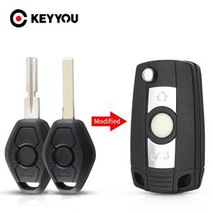 KEYYOU-3 버튼 원격 플립 키 셸 Fob 개조 케이스, BMW E36 E38 E39 E46 E53 E60 E61 E63 E64 1/3/5/7 시리즈 X3 X5 Z3 Z4