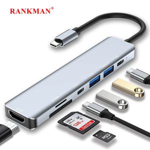 USB C 허브 스플리터, 4K HDMI 호환 USB 3.0 타입 C 어댑터, SD TF 도킹 스테이션 (맥북, 아이패드, 삼성 S22, 덱스 노트북용)