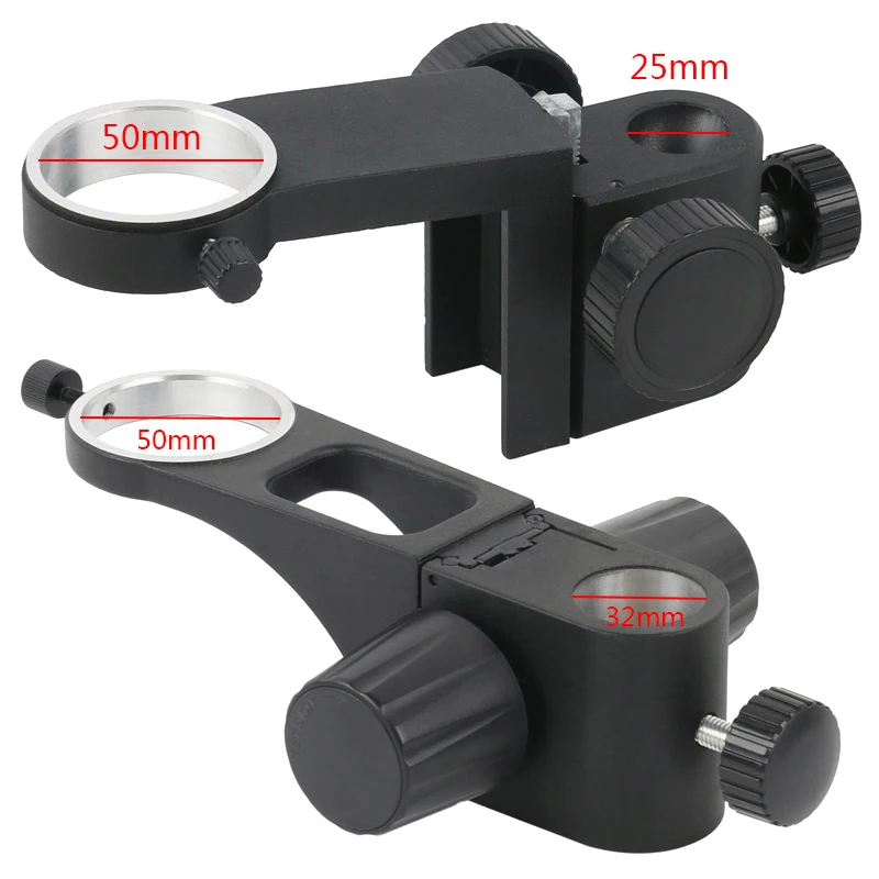 초점 조절식 암 거치대 현미경 줌 렌즈 기어 액세서리, 직경 25mm, 32mm 컬럼 현미경 브래킷, 50mm