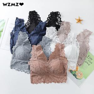통기성 여성 조끼 섹시한 레이스 브래지어 뷰티 백 여성 와이어 무료 푸시 업 Bralette 속옷 원활한 무선 수집 브래지어