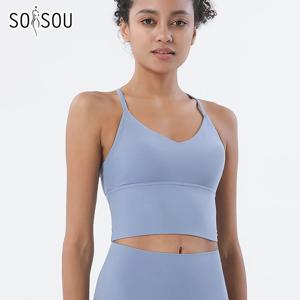 SOISOU S-XL 나일론 스포츠 브라 탑, 여성용 브라렛, 통기성 속옷, 여성용 스포츠 레깅스, 섹시한 탑 브라, 10 가지 색상
