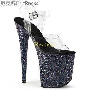 20cm 하이힐 샌들 여성 새로운 투명 단어 하이힐, stilettos 섹시한 슈퍼 하이힐 샌들