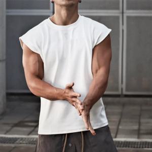 코튼 Sprort 티셔츠 보디 빌딩 슬림 셔츠 민소매 탱크 탑 체육관 운동 셔츠 남성 Sportwear 느슨한 여름 T 셔츠 남성