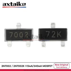 100PCS 2N7002 2N7002K LT1G 7002 702 72K 12W LWW L2N7002KLT1G RK SOT-23 60V 340mA 115mA SMD N 채널 MOSFET 트랜지스터