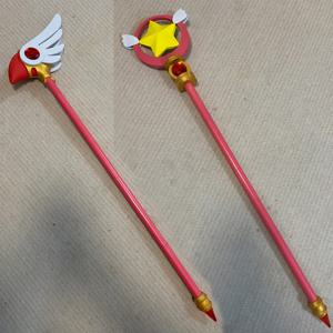 Brdwn Cardcaptor 사쿠라 기노모토 새 머리 별 코스프레 수제 마술 지팡이 직원
