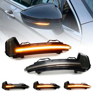 폭스 바겐 폭스 바겐 Tiguan 2017-2023 용 2Pcs 훈제 렌즈 LED 사이드 미러 램프 앰버 사이드 리어 뷰 다이나믹 턴 시그널 라이트