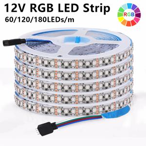 12V 4Pin RGB LED 라이트 스트립 방수 5MM 8MM 10MM PCB 폭 SMD 3535 60/120/180LED/m 변경 가능 유연한 LED 테이프 5 메터/몫