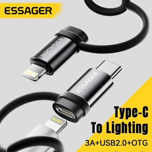 Essager 라이팅-USB C 어댑터 3A 고속 충전 OTG 아이폰 15 XR Pro용 타입 C-라이팅 아이폰 커넥터 OTG 컨버터