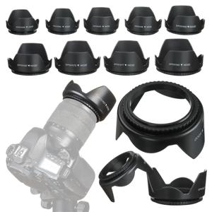 니콘 캐논 소니 후지 올림푸스 DSLR 카메라용 나사 햇빛가리개 렌즈 후드, 49mm, 52mm, 55mm, 58mm, 62mm, 67mm, 72mm, 77mm, 82mm