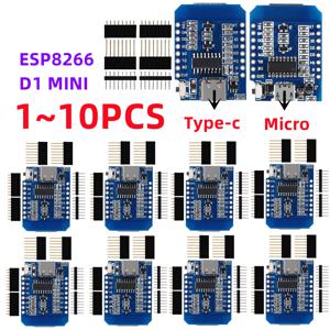 1-10PCS WeMos D1 미니 ESP8266 ESP-12F ESP12 모듈 WiFi 개발 보드 TYPE-C Arduino 용 마이크로 USB 3.3V 디지털 핀