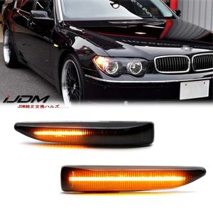 2pcs LED 사이드 마커 미러 표시 등 BMW 7 시리즈 E65 E66 E67 E68 2001-2008 용 흐르는 물 회전 신호등 앰버