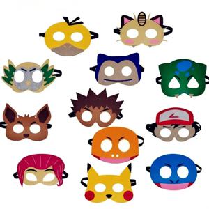 뜨거운 12Pcs 포켓몬 마스크 파티 장식 세트 생일 선물 파티 MaskHalloween 멋진 액세서리 소년 소녀를위한 좋아하는 장식품