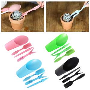 4Pcs 정원 화분 키트 파종 삽 숟가락 다육 식물 묘목 도구 분재 비료 플라스틱 손잡이 토양 교체 도구