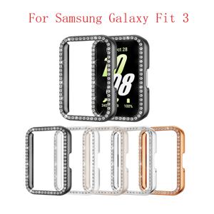 PC 다이아몬드 상감 케이스 시계 하프 커버 케이스 삼성 Galaxy Fit 3용 방진 Smartwatch 보호 쉘 안티 스크래치.