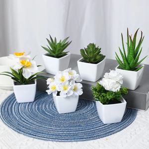 6PCS, 인공 식물 작은 분재, DIY 공예품 데스크탑 창턱 디스플레이 랙 디스플레이 장식