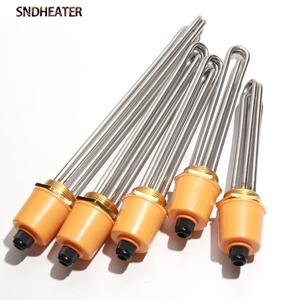 SNDHEATER 전기 온수기 DN32 DN40 DN50 침수 가열 요소 SUS304 220V 관형 부스터 3KW 4.5KW 6KW 9KW 380V 12KW