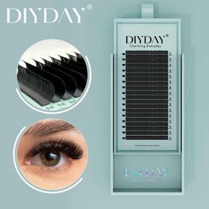 DIYDAY 개별 속눈썹 연장 긴 길이 클래식 속눈썹 연장 트레이 도매 매트 블랙 소프트 밍크 가짜 속눈썹