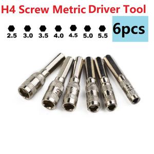 6pcs 6 포인트 육각 소켓 H4 육각 섕크 너트 드라이버 나사 미터 드라이버 도구 드릴 비트 금속 2.5mm 3mm 3.5mm 4mm 4.5mm 5mm