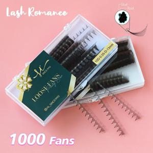 1000 팬 3D -14D 미리 만들어진 볼륨 속눈썹 연장 팬 얇은 뾰족한 베이스 샤프 슬림 좁은 줄기 러시아 볼륨 속눈썹 연장 팬