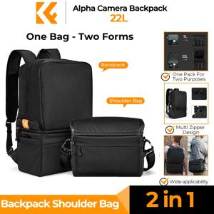 K&F CONCEPT 22L 카메라 백팩 2 in 1 사진작가용 카메라 숄더백 크로스바디 여행 가방 (소니, 캐논, 니콘 카메라 렌즈용)