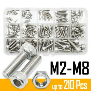 육각 소켓 캡 헤드 나사 너트 키트, M2 M2.5 M3 M4 M5 M6 M8 알렌 드라이브, DIN912 304 스테인리스 스틸 메트릭 육각 볼트