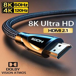 HDMI 호환 2.1 케이블, 초고속 8K, 60Hz, 4K, 120Hz, 샤오미 Mi XBox PS5 HDR10 + Dolby Vision 48Gbps HDMI 호환 8K
