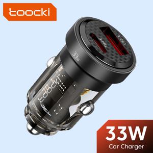 Toocki 차량용 USB 고속 충전기, 투명 C타입 충전기, 아이폰 15, 14, 13, 12, 11, 프로 맥스, 삼성, 화웨이, 샤오미, 포코, 33W