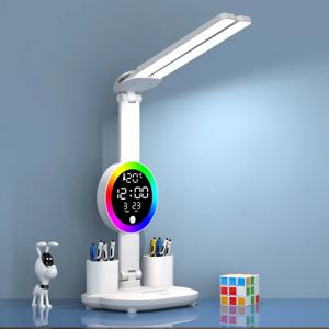 연구 책상 램프 독서 등에 대 한 충전식 Led 테이블 램프 팬 Led 시계 Dispaly 독서 책상 조명과 Led 밤 빛