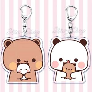 슈퍼 귀여운 Bubu Dudu 열쇠 고리 아기 Yier 곰 팬더 열쇠 고리 액세서리 가방 열쇠 고리 쥬얼리 팬 커플 사랑 팬 선물