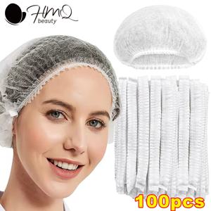 100/50/10PCS 일회용 부직포 모자 탄성 멸균 캡 속눈썹 연장 헤드 커버 스파 살롱 뷰티 액세서리