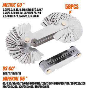 미터법 영국 미국 58 PCS 블레이드 나사 게이지 55도 및 미터법 60도 나사 피치 게이지 나사 측정 도구에 사용