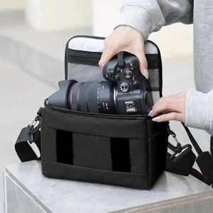 1PC 블랙 나일론 DSLR 카메라 가방. 휴대용, 방수. Canon EOS R 시리즈 liu와 같은 Sony, Nikon, Canon, Panasonic DSLR 카메라에 적합