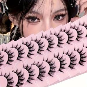 10쌍 디럭스 C 컬 인조 속눈썹 - 다양한 길이의 만화 및 코스프레 속눈썹 세트, 자연에서 대담한 인조 속눈썹 쌍