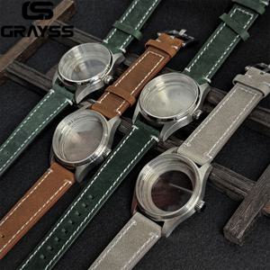 레트로 36/39mm 파일럿 리틀 프린스 시계 케이스 스테인레스 스틸 사파이어 20ATM 맞는 NH35 NH36 무브먼트 부품 가죽 스트랩