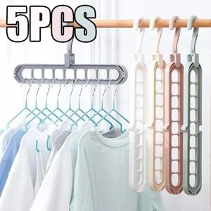 5Pcs 9 홀 옷장 보관함 다기능 접이식 옷 건조 랙 보관 옷 랙 공간 절약형 옷 걸이