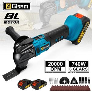 Gisam 740W 브러시리스 진동 멀티툴 20000OPM 전기 목공 절단 톱 마키타 18v 배터리 핀용 홈 데코레이션