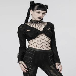 Hollow Out 블랙 섹시한 바디 슈트 Fishnet Clubwear 긴 소매 의상 패션 슬림 세련된 여름 Y2K 의류 기본 스타킹