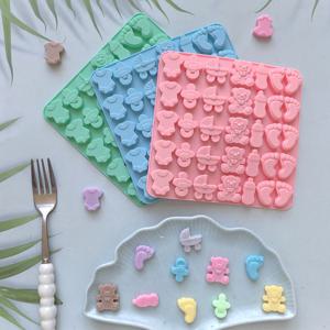 1개 35구멍 아기 젖병 모양 곰 비스킷 베이킹 실리콘 몰드, DIY 초콜릿, 사탕, 푸딩, 비스킷, 아이스 트레이에 적합