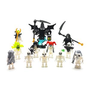 MOC 할로윈 해골 군대 미니 인형 DIY 빌딩 블록 조립 빌딩 블록 장난감 캐릭터 인형 해골 장식품