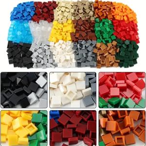 200PCS 1x1 벽돌 플랫 타일 부드러운 1*1 빌딩 블록 어린이를위한 DIY 교육 크리 에이 티브 부품 장난감 호환 3070
