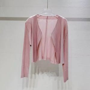 여성 자켓 Miyake 블라우스 여성 얇은 선 스크린 의류 기질 어머니 캐주얼 루즈 긴 소매 카디건 자켓 코트