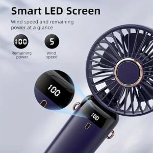 휴대용 미니 선풍기 6단계 속도 USB 충전식 LED 탑재, 접이식 배터리 핸디 선풍기, 책상 및 침실용, 실내외 겸용, 여행 및 캠핑에 이상적, 조용한 작동으로 사무실과 가정에서 사용 가능.