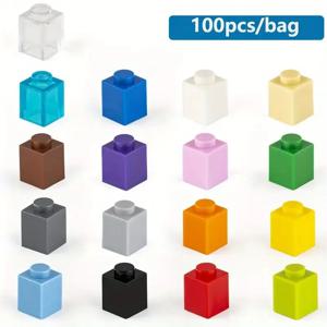 100pcs MOC 1x1 부품 3005 벽돌 호환 피규어 벽돌 DIY Assmble 빌딩 블록 입자 아이 퍼즐 두뇌 장난감 선물