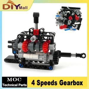 MOC DIY 4 단 기어 박스 빌딩 블록 기술 모델 M 모터 수동 변속기 STEM 교육 장난감 전원 기능