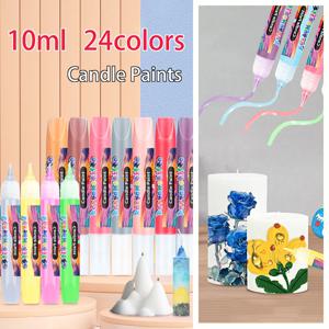 24 색상 10Ml 양초 페인트 형광펜 DIY 공예 페인트 재료 색칠 도구 형광 마커 어린이 선물 미술 용품