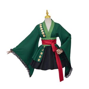Anime Roronoa 코스프레 의상 Zoro 기모노 가운 정장 여성 로리타 드레스 복장 Disfraz 할로윈 카니발 슈트
